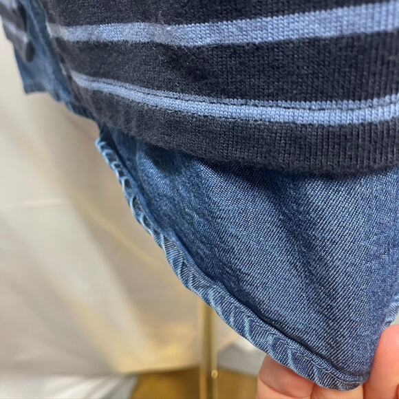 J. Jill Striped Shift Dress Blue Cotton Denim 3/4 Sleeve Women MP Spring Classic - Picture 6 of 16